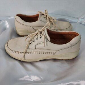 Ecco Men's Seawalker Cream Leather Lace Up Shoes Size 9-9.5